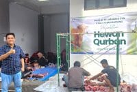 Plt Direktur RSUD dr. Muhammad Zyn, dr. Bhakti Setiyo Tunggal, M.Kes. saat tinjau pemotongan hewan kurban di depan gedung graha.