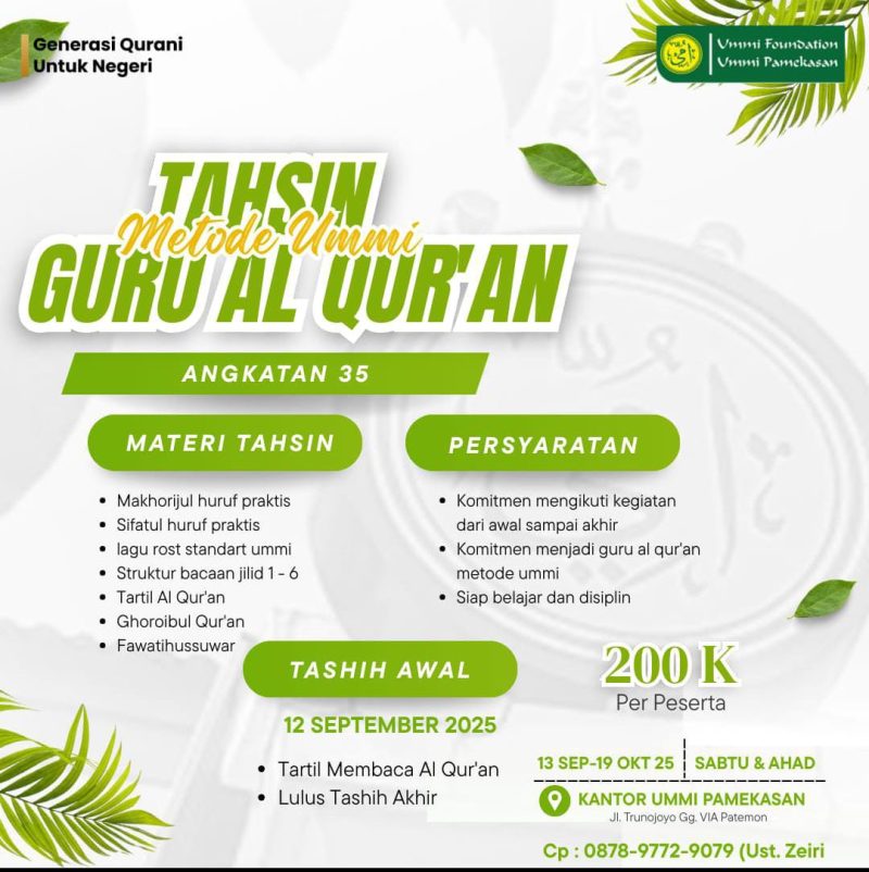 Pamflet pendaftaran Tashih dan tahsin