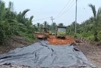 Jalan raya yang berada fi desa dualap tanjung jabung barat hampir rampung